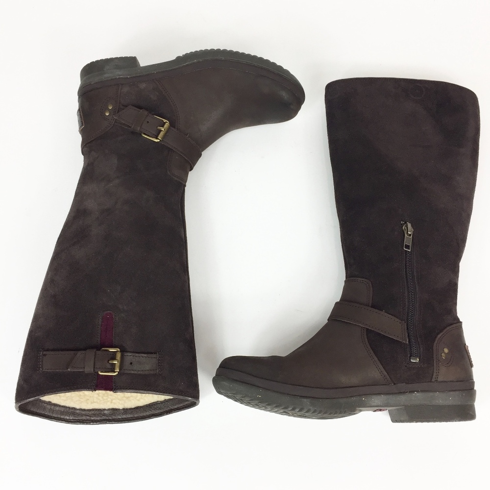 UGG Australia Thomsen Brown Suede Leather Boots 6 - Picture 3 of 8